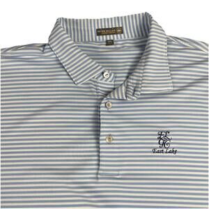 Peter Millar Summer Comfort Blue Stripe Polo Shirt Men's 2XL East Lake Golf